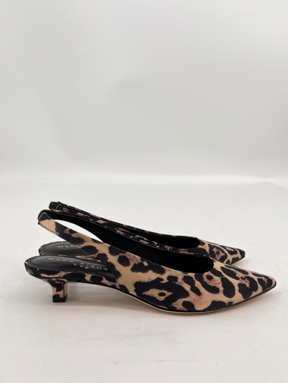 Marc Fisher Posey Slingback Pumps Leopard Size 7 Elastic Strap Kitten Heel - Picture 4 of 15